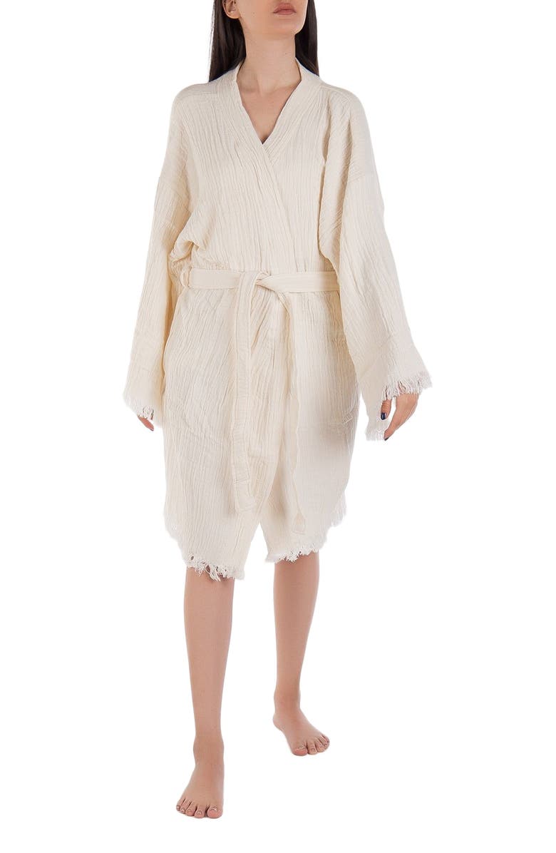 Forever & Always Shoes Thalassa Hande Bridal Short Robe Cover-Up, Alternate, color,