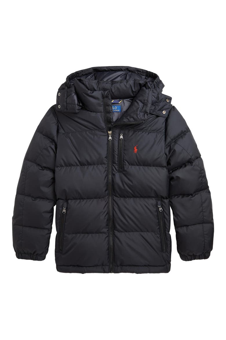 Kids' Water Repellent 650 Fill Power Down Jacket, Main, color, BLACK