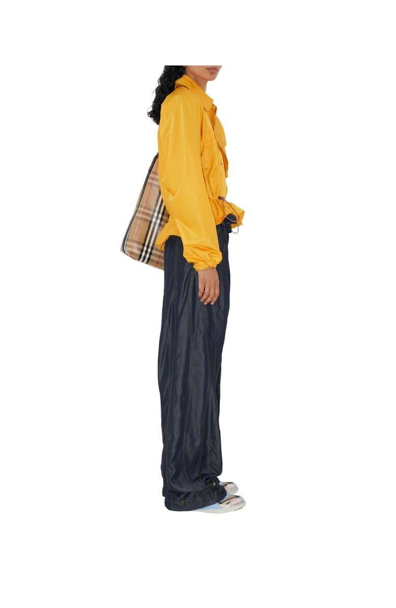 Burberry Satin Hooded Trench Jacket, Alternate, color, Pear