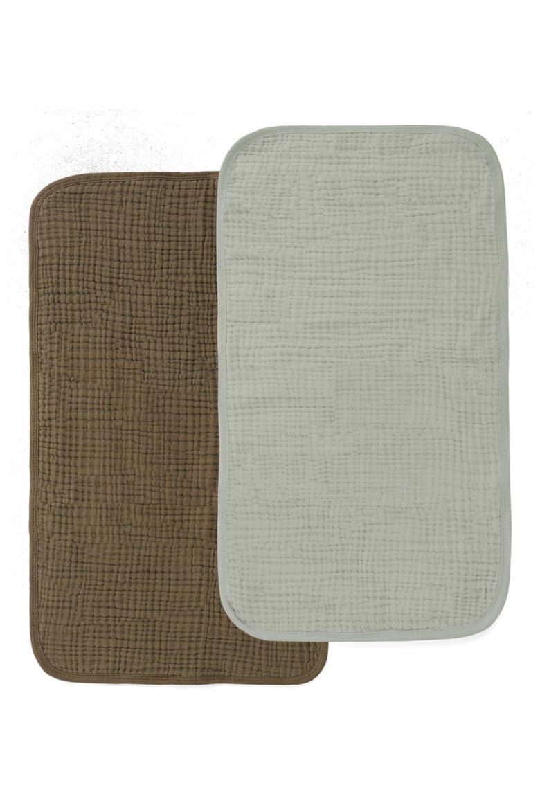 2-Pack Organic Cotton Muslin Burp Cloths, Main, color, BARK/ SEAMOSS