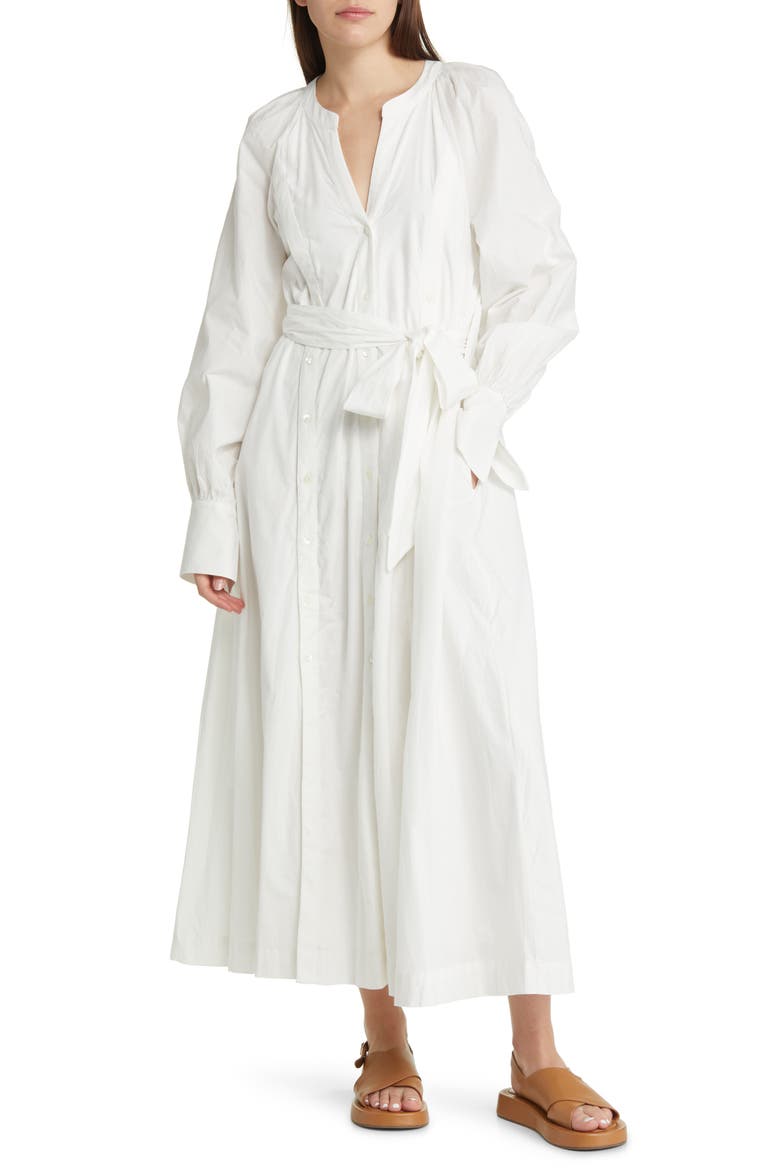 Charlie Long Sleeve Shirtdress, Main, color, WHITE