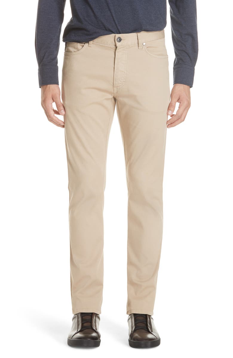 ZEGNA Stretch Cotton Five Pocket Pants, Main, color, 