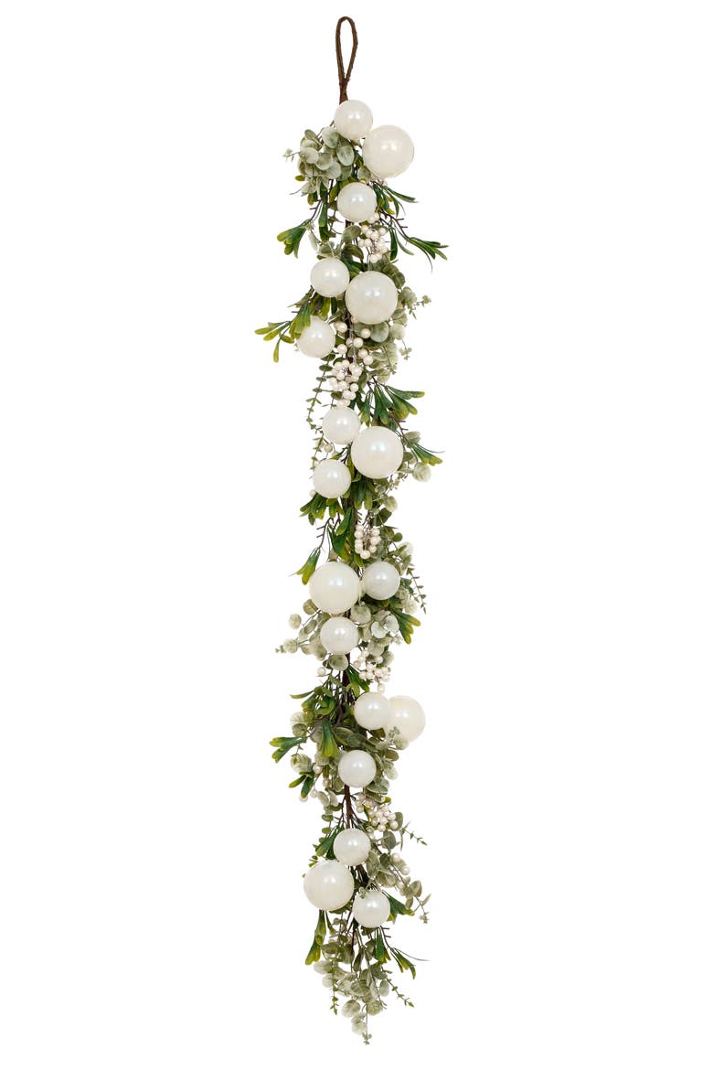 Luxe Ball Berry Garland, Main, color, white
