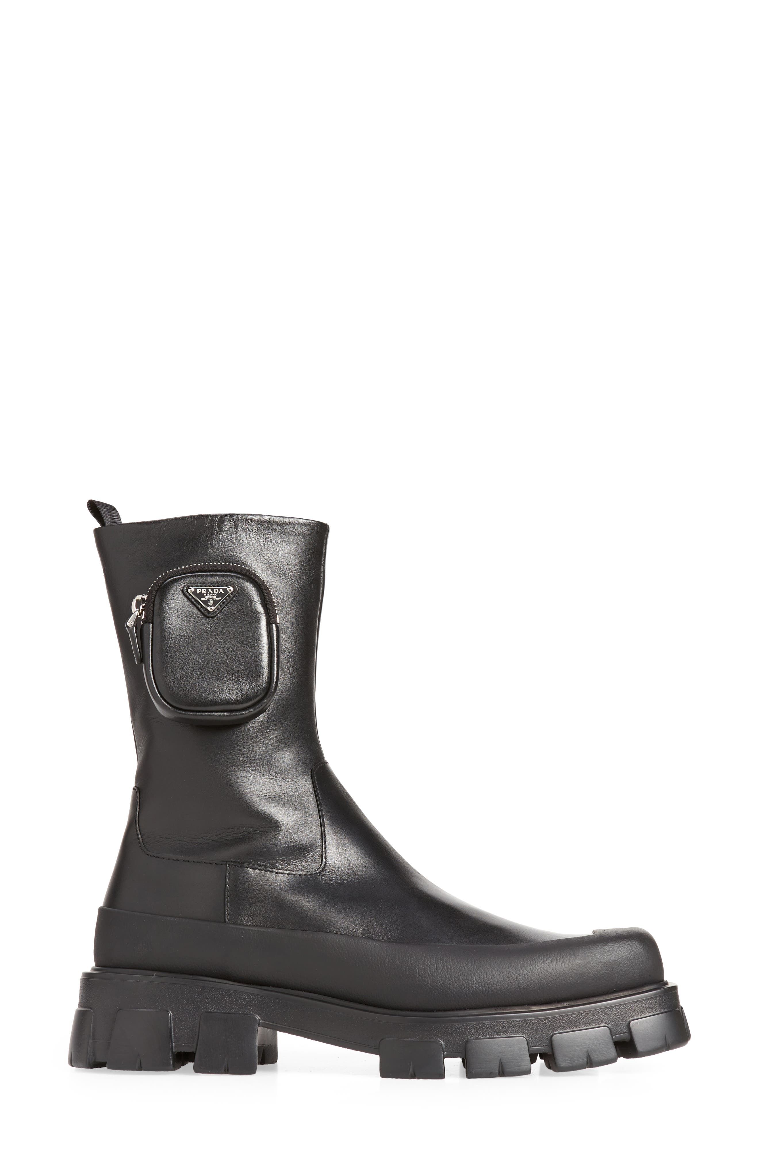 Prada Monolith Chelsea Boot with Pouch, Alternate, color, 
