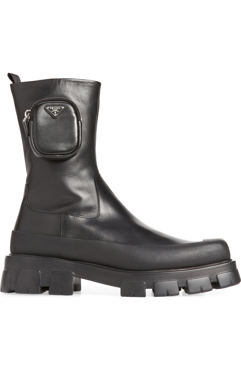 Prada Monolith Chelsea Boot with Pouch, Alternate, color,