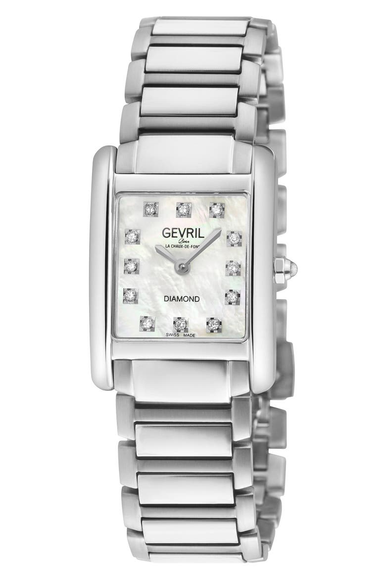 Regina Diamond Dial Bracelet Watch, 24mm x 32mm, Main, color, SILVER