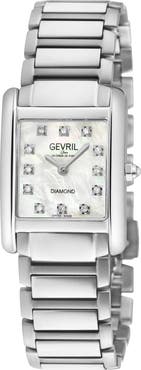 GEVRIL Regina Diamond Dial Bracelet Watch, 24mm x 32mm