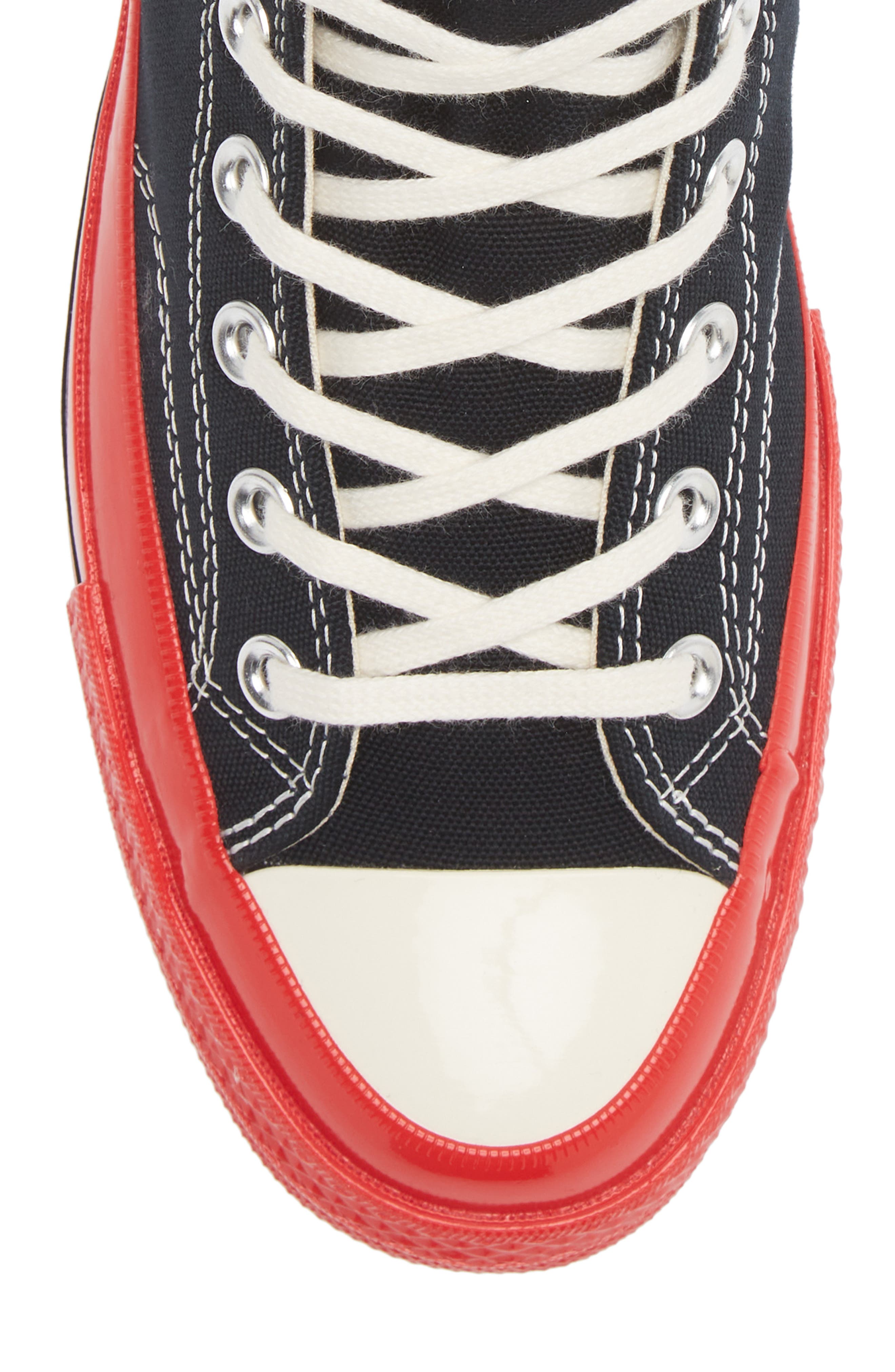 Comme des Garçons PLAY x Converse Chuck Taylor<sup>®</sup> Hidden Heart Red Sole High Top Sneaker, Alternate, color, 