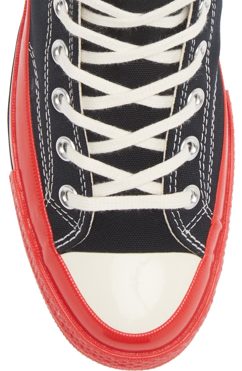 Comme des Garçons PLAY x Converse Chuck Taylor<sup>®</sup> Hidden Heart Red Sole High Top Sneaker, Alternate, color,