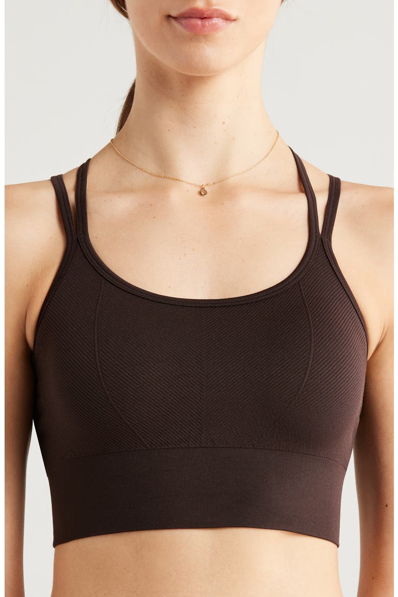 Seamless Strappy Sports Bra, Alternate, color, BROWN MOLE