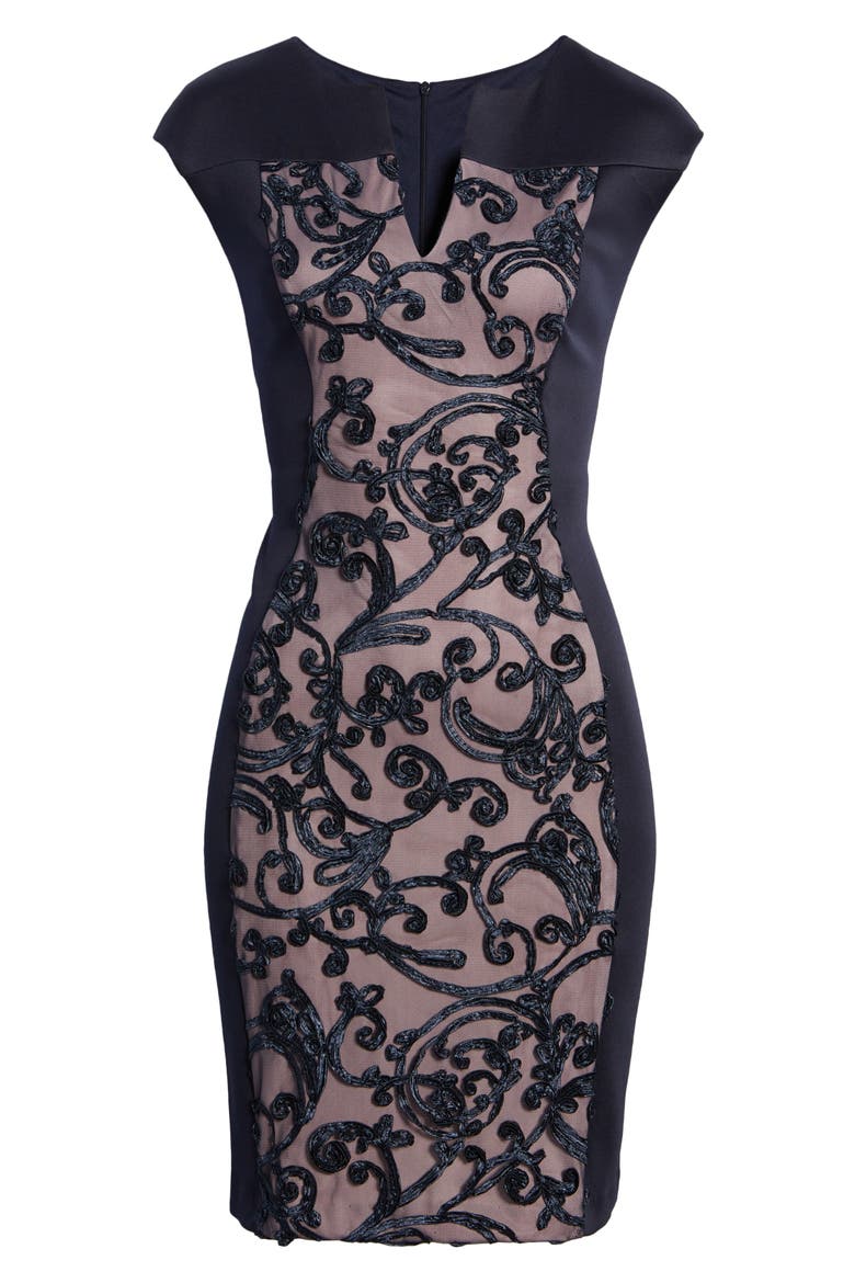 Soutache Panel Dress, Main, color, NAVY/MAUVE