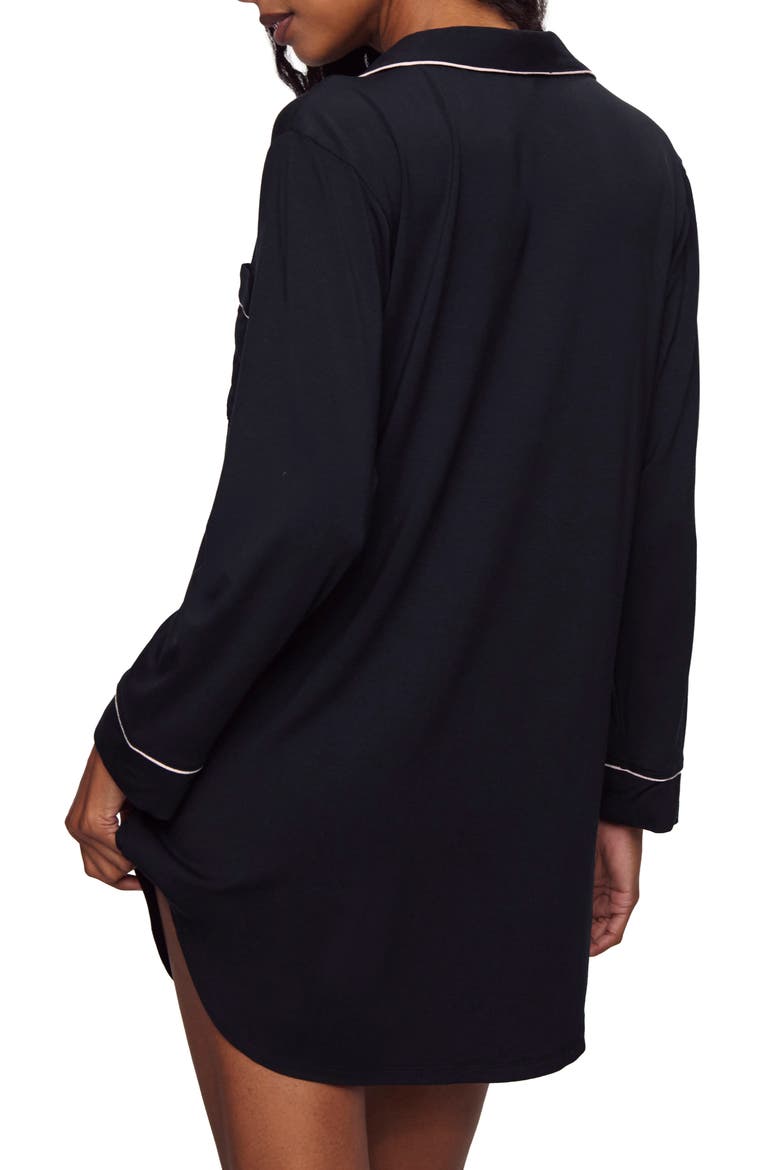 Gisele Jersey Knit Sleep Shirt, Alternate, color, BLACK/ SORBET PINK