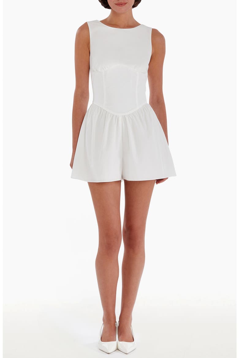 Bellini Satin Bodice Romper, Main, color, WHITE