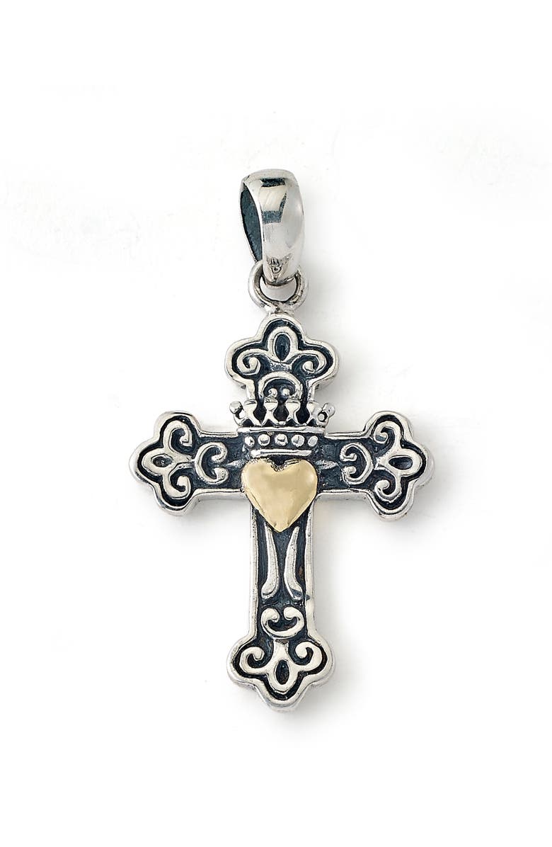 SAMUEL B. Gold Heart Cross Pendant, Main, color, Silver And Gold