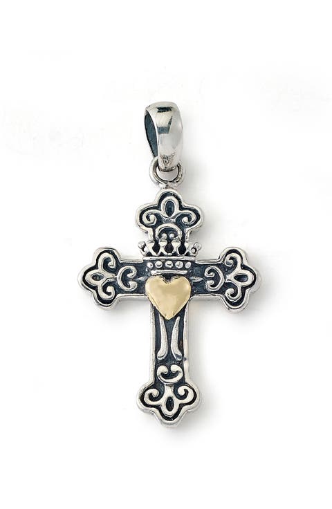 Gold Heart Cross Pendant