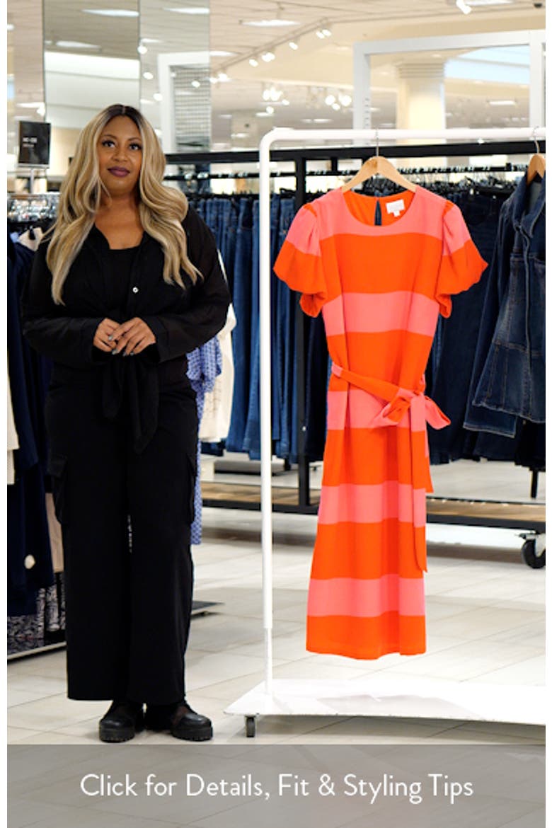 Lolli Stripe Senidy Puff Sleeve Midi Dress video