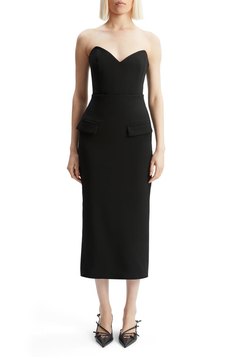 Mariska Strapless Peplum Top, Alternate, color, BLACK
