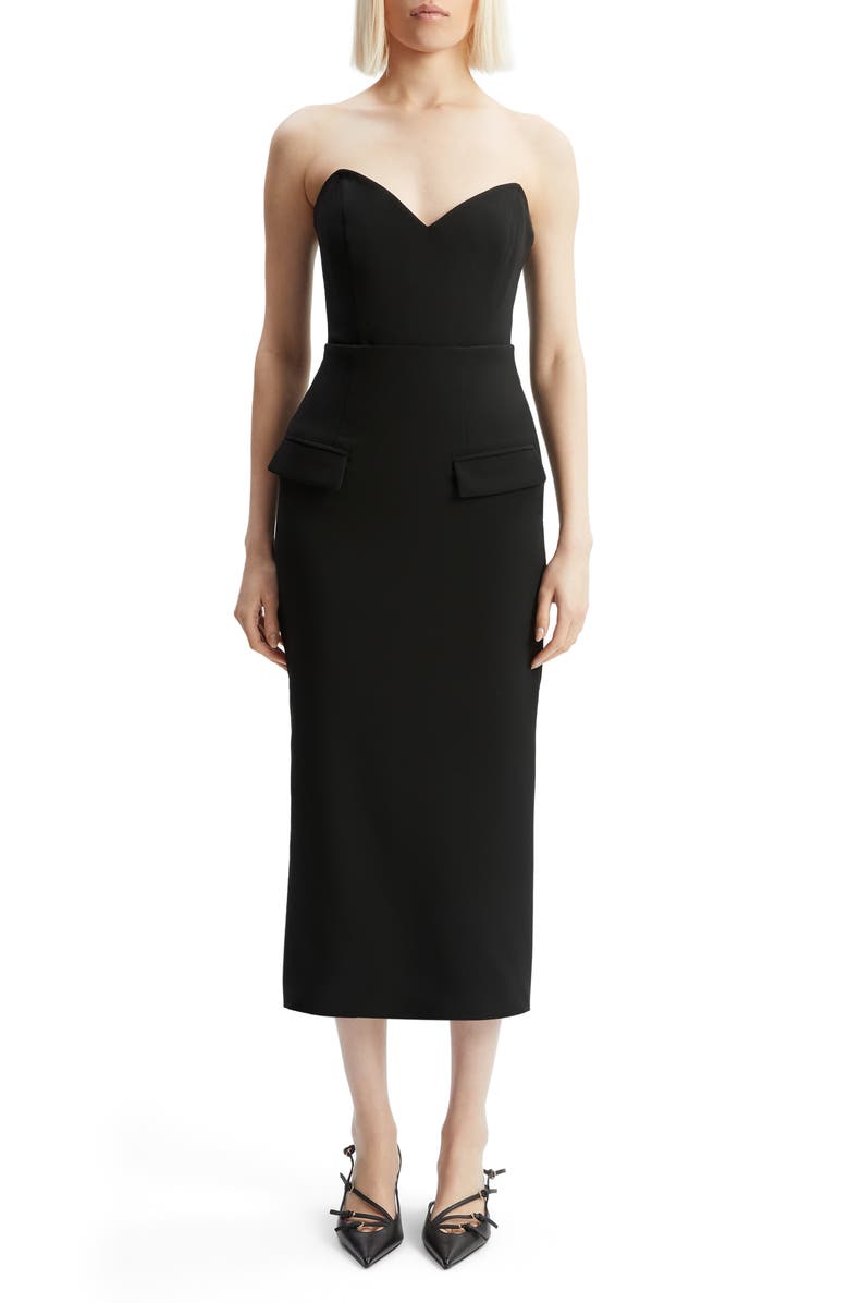 Bardot Mariska Strapless Peplum Top, Alternate, color, Black