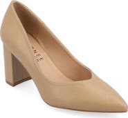 Journee Collection Simonne SuperNatural Shades Block Heel Pointed Toe Pump - Wide Width