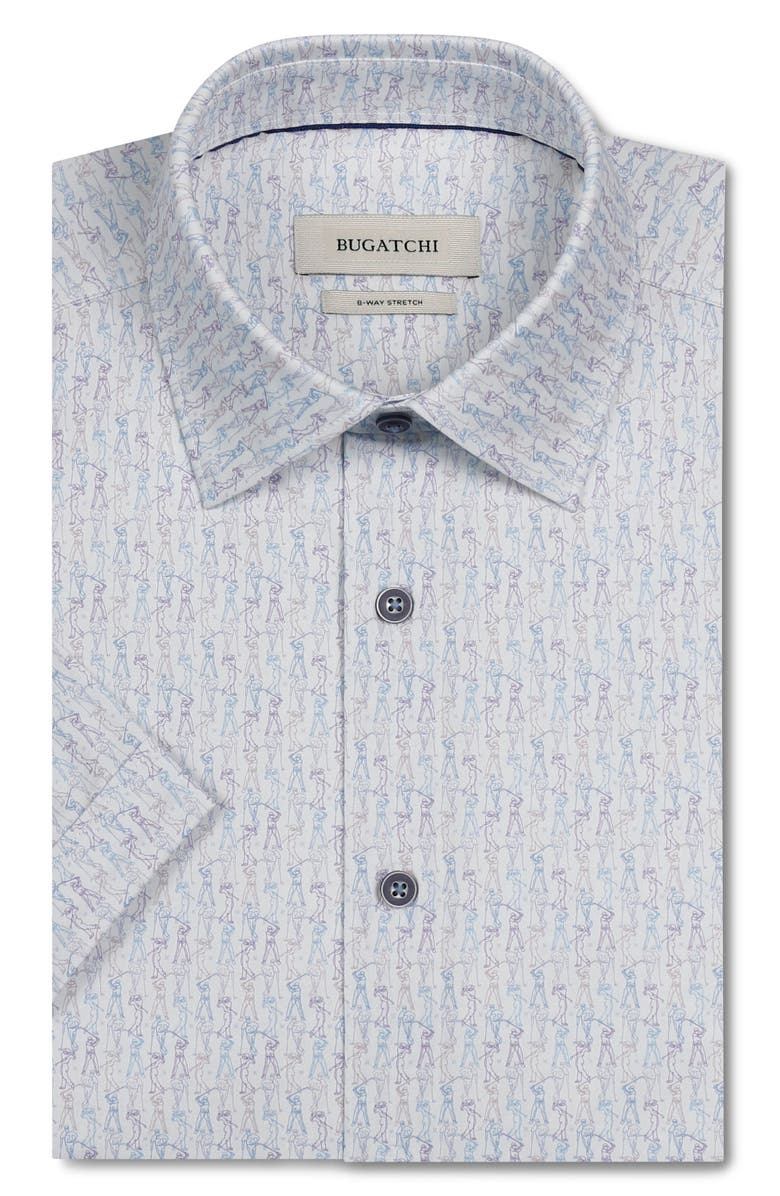 Bugatchi Miles OoohCotton<sup>®</sup> Golfer Print Short Sleeve Button-Up Shirt, Alternate, color, Dusty Pink