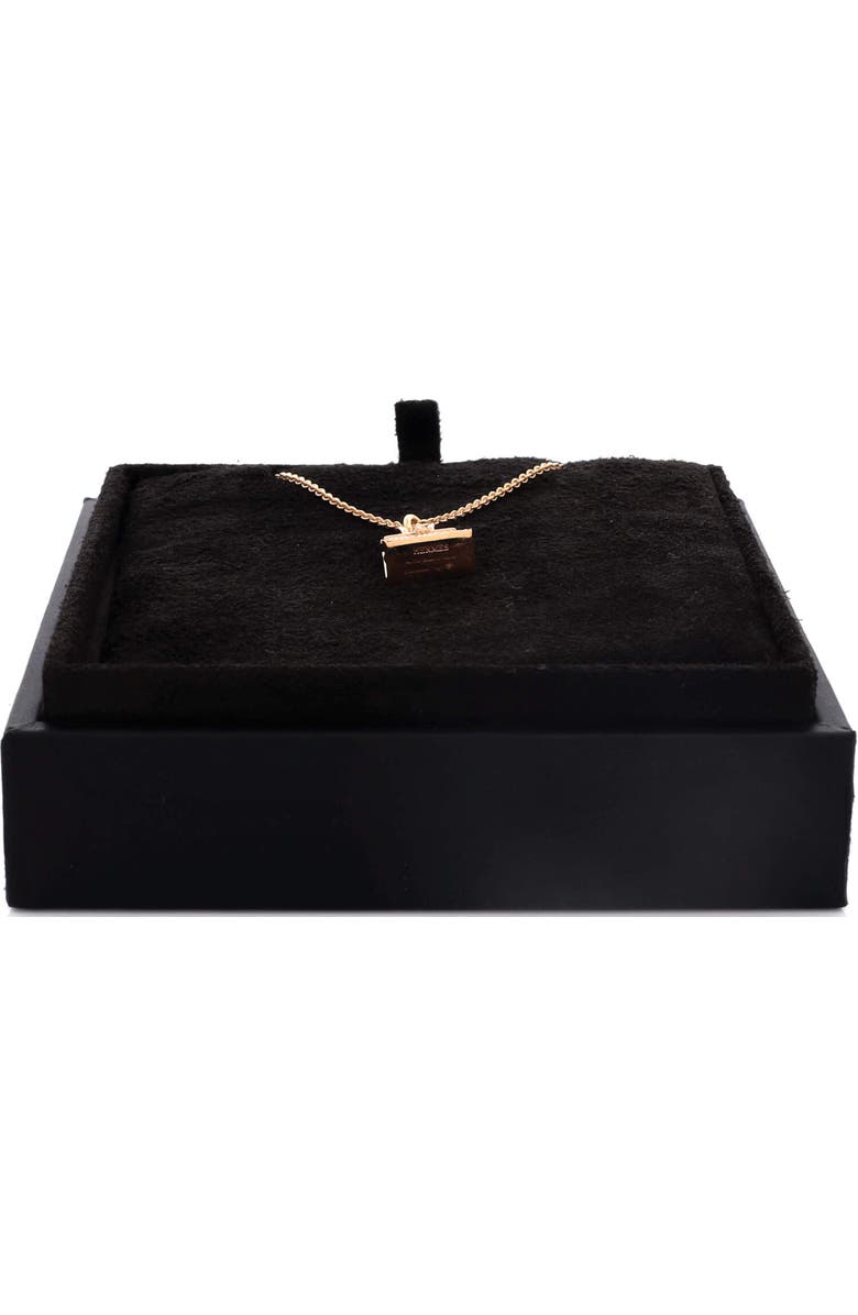 Pre-Owned Hermes Birkin Amulette NM Pendant Necklace 18K Rose Gold and Diamonds, Alternate, color, Rose Gold