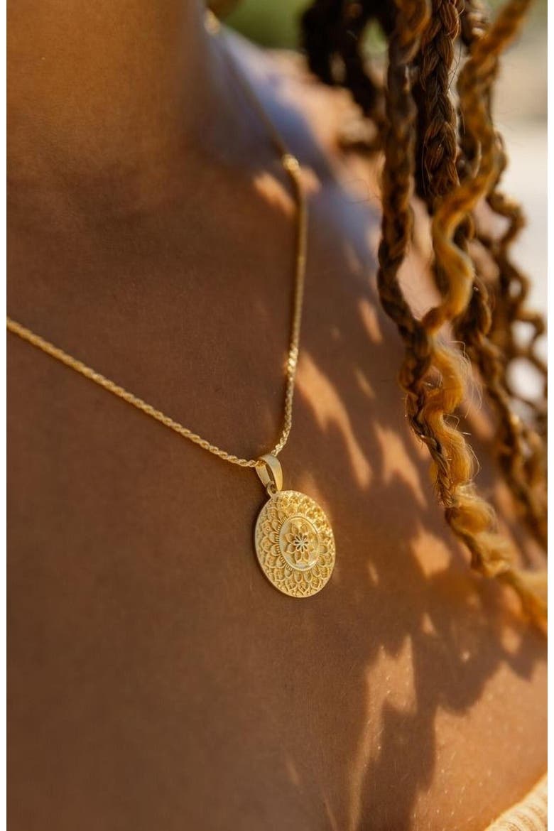 I Am Strong And Powerful mandala necklace, Alternate, color, Original - Gold