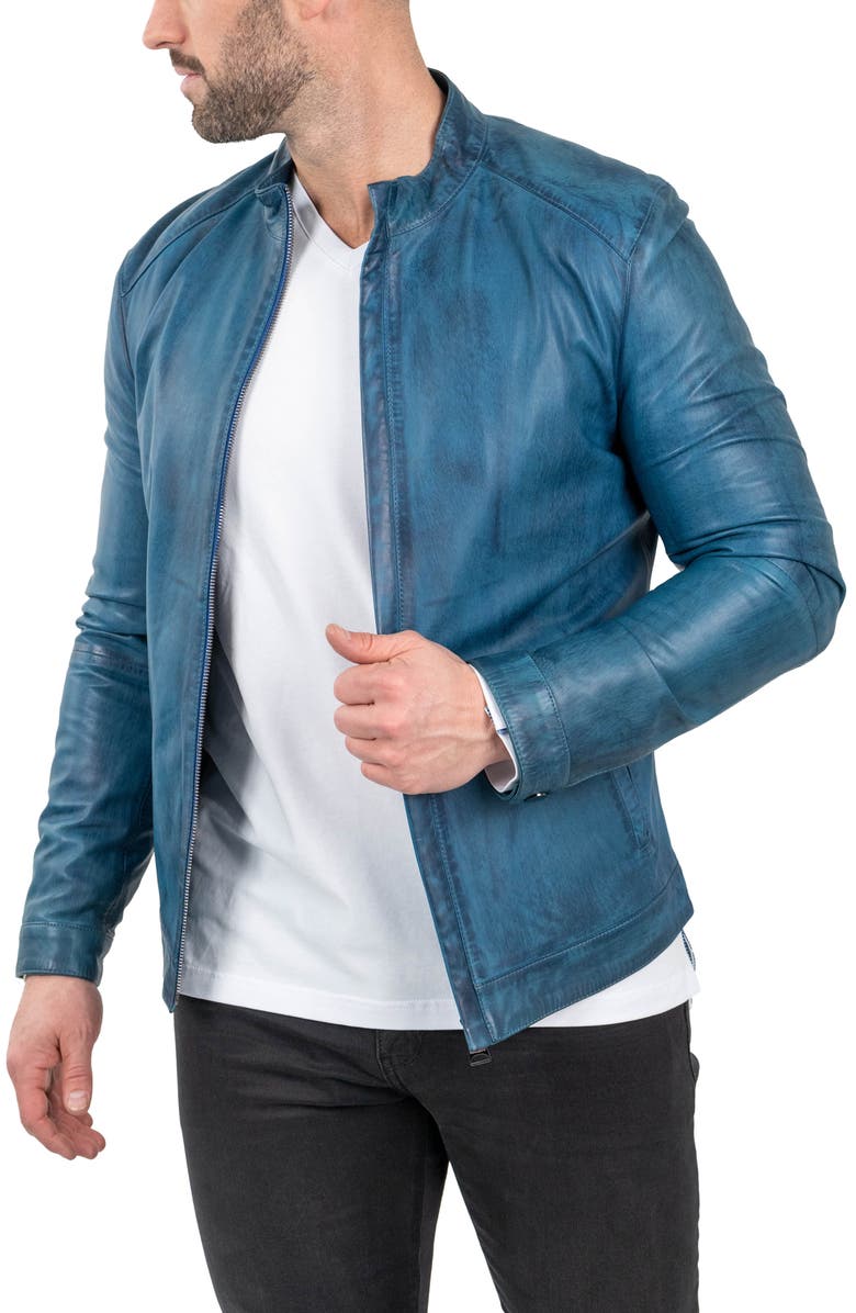 Maceoo Leather Jacket, Alternate, color, Blue