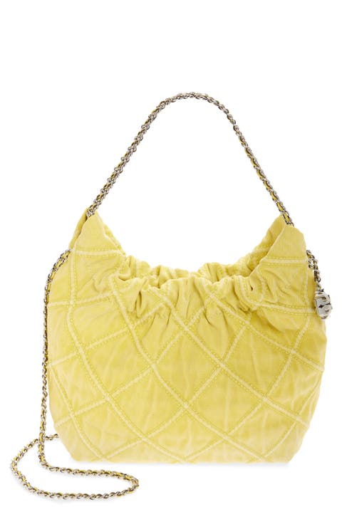 Mini Fleming Quilted Denim Hobo Bag