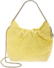 Tory Burch Mini Fleming Quilted Denim Hobo Bag