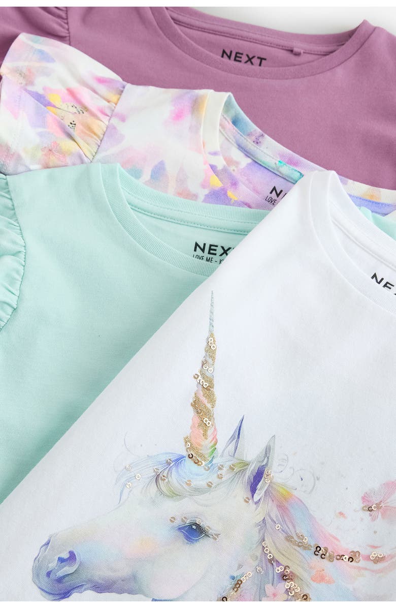 NEXT Kids' Unicorn Assorted 4-Pack Cotton Graphic T-Shirts, Alternate, color, 