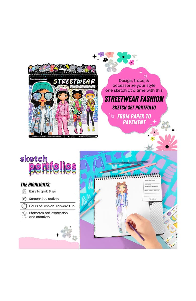 Fashion Angels Fashion Sketch Set - Streetwear, Design & Create Themed Outfits, Alternate, color, Multicolored