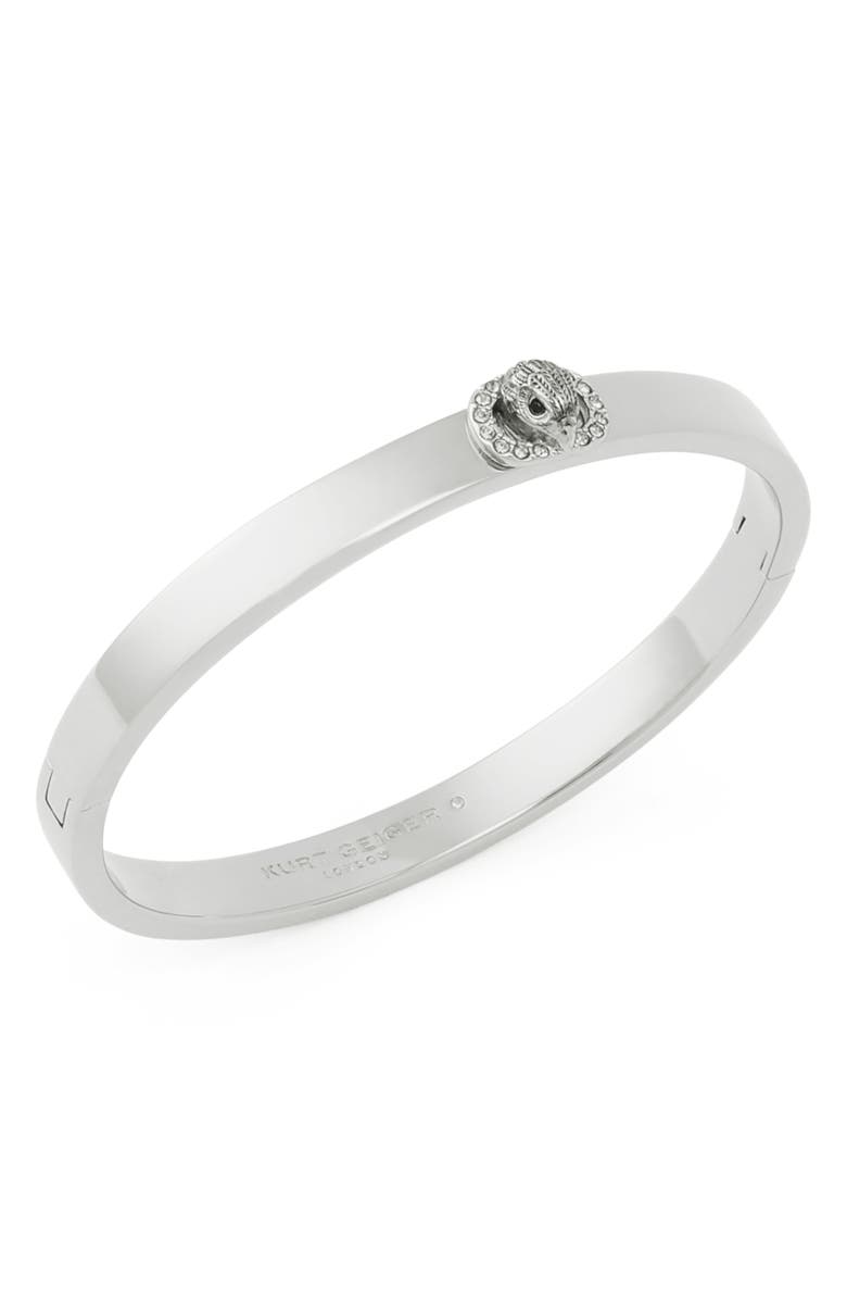 Kurt Geiger London Chelsea Eagle Head Hinge Bangle, Alternate, color, Rhodium