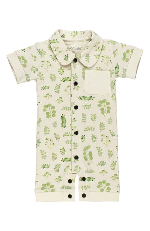 Shop L'ovedbaby Print Organic Cotton Pocket Romper In Stone Botanica