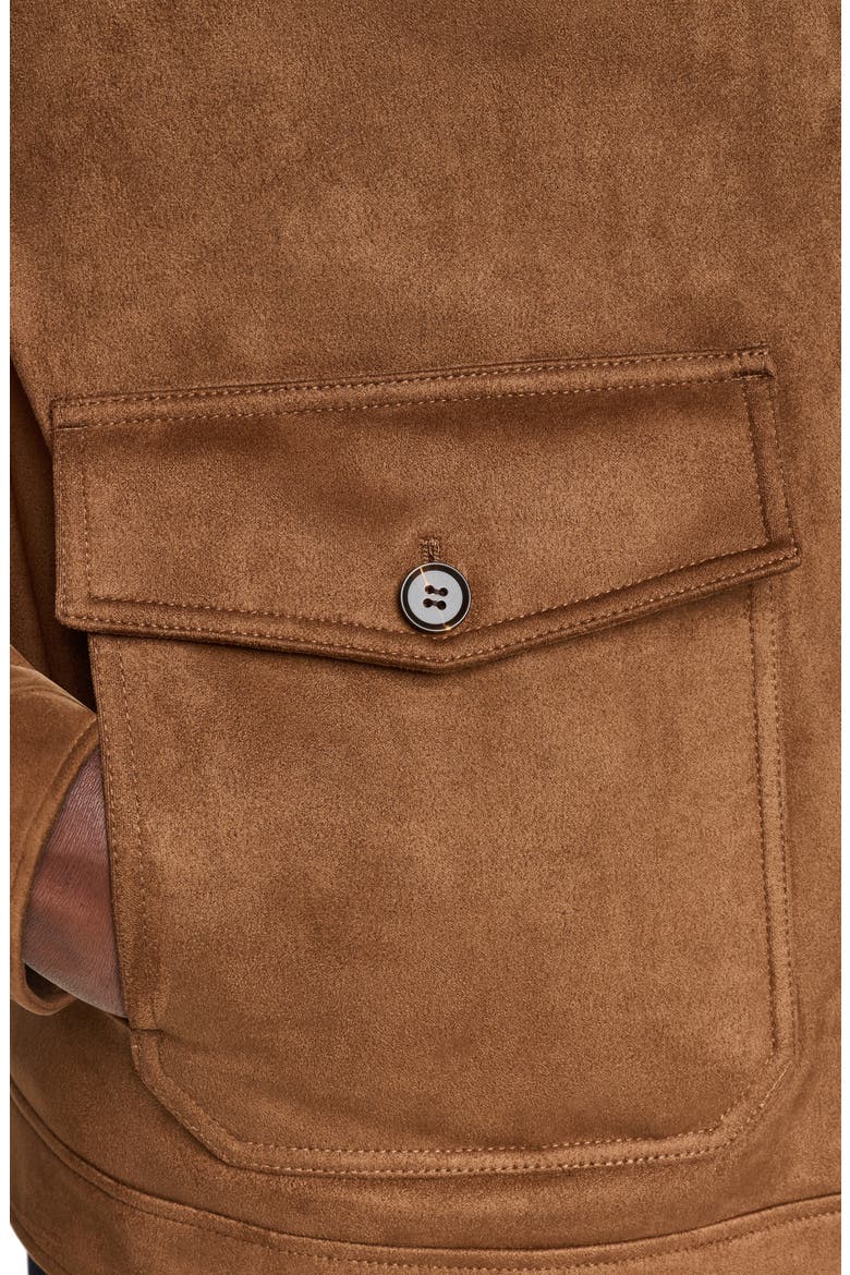 Faux Suede Trucker Jacket, Alternate, color, COGNAC