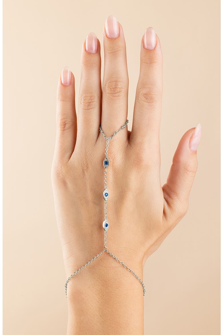 Arielle Cubic Zirconia Hand Chain, Alternate, color, SILVER