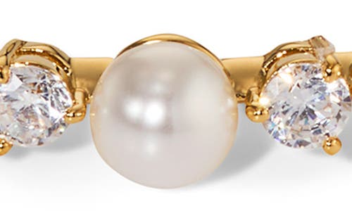 Nadri Cubic Zirconia & Faux Pearl Hinge Bangle Bracelet In Gold