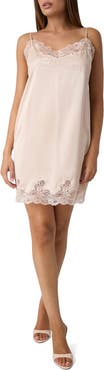 GUESS Silk Blend Lace Trim Minidress