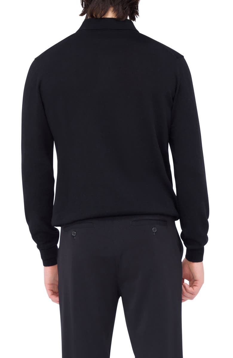 Bugatchi Merino Wool Polo Sweater, Alternate, color, Black