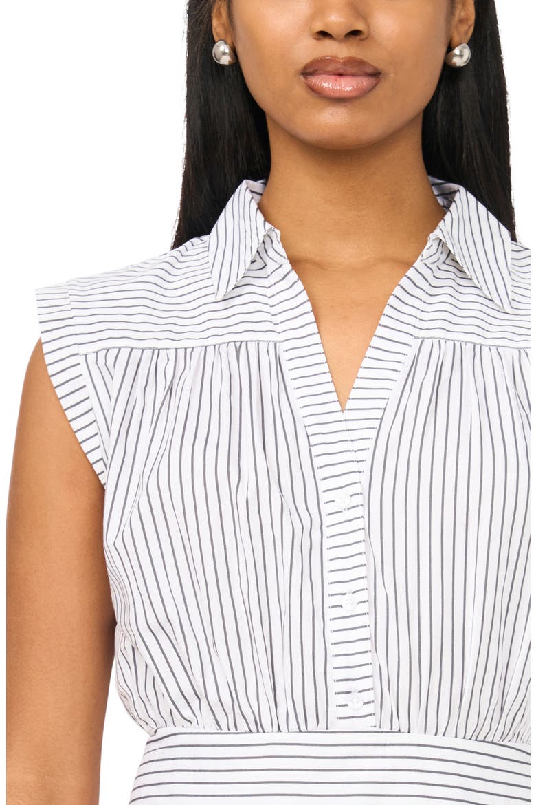 Sleeveless Cotton Poplin Fit & Flare Shirtdress, Alternate, color, IRON GATE