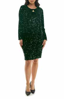 Nina Leonard Sequin Embellished Cocktail Dress with Jacket