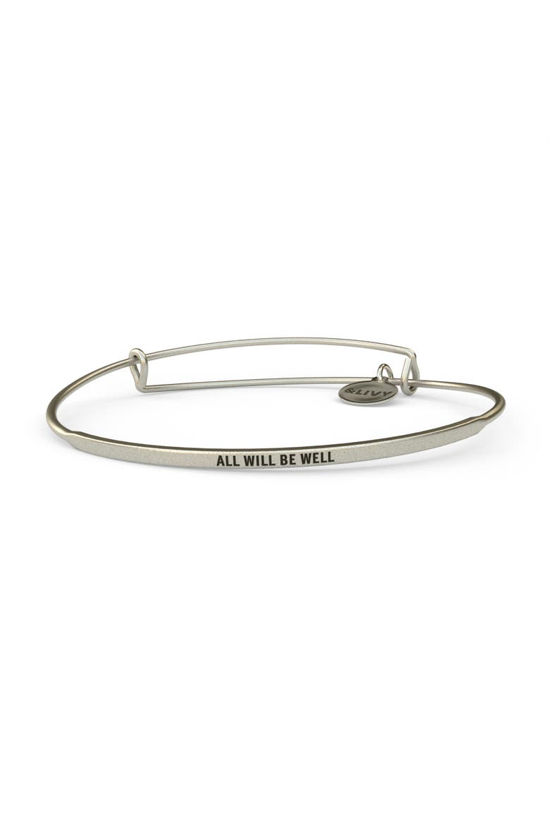 Posy Bangle Bracelet All Will Be Well, Main, color, Silver