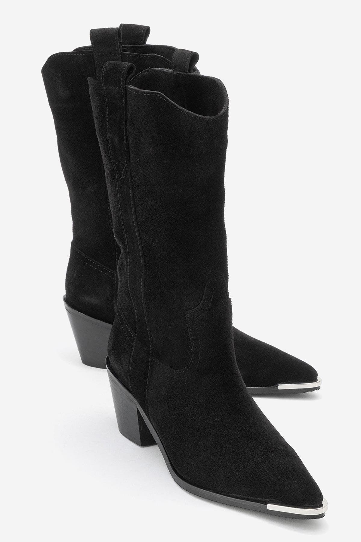 Forever & Always Shoes Alvi Leather Western Boot, Alternate, color, Black Suede