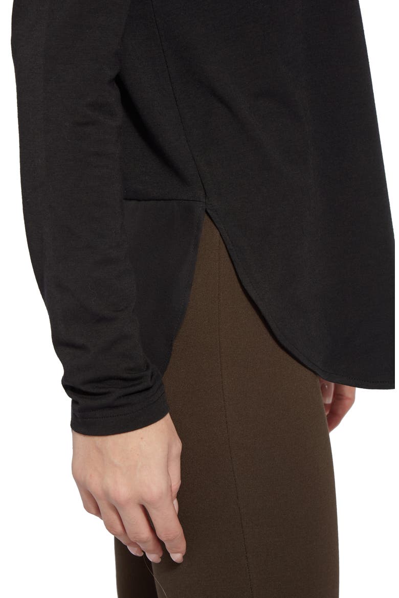 Lyssé Mixed Media Top, Alternate, color, BLACK