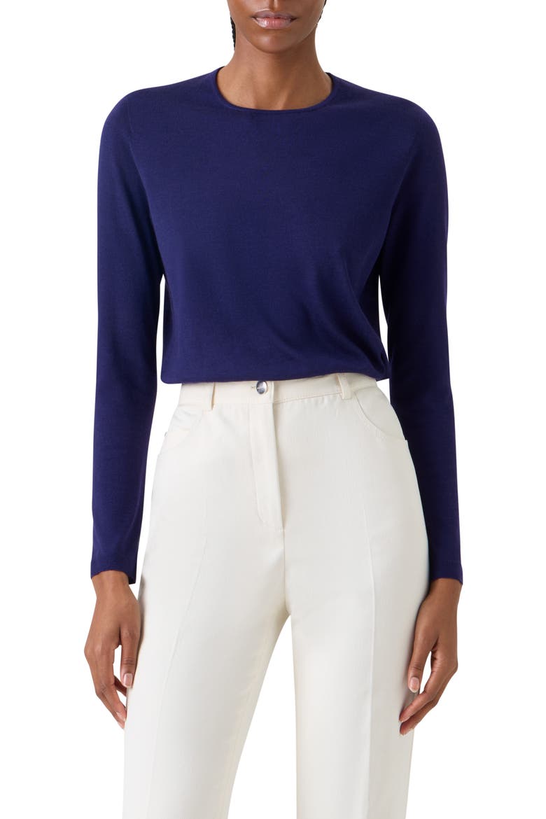 Fine Cashmere & Silk Sweater, Main, color, DARK PURPLE