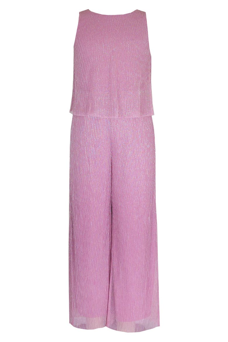Kids' Metallic Plissé Jumpsuit, Main, color, PINK
