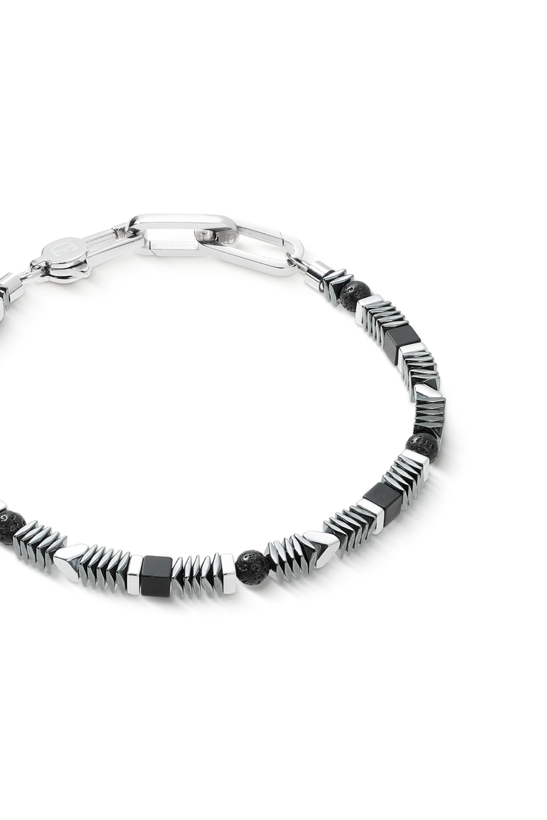 Bracelet Cadence Shape Mix Black-Silver, Alternate, color, Silver