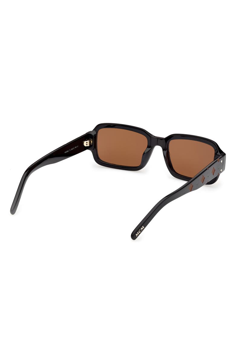 MCM 54mm Rectangular Sunglasses, Alternate, color, Shiny Black / Solid Cognac