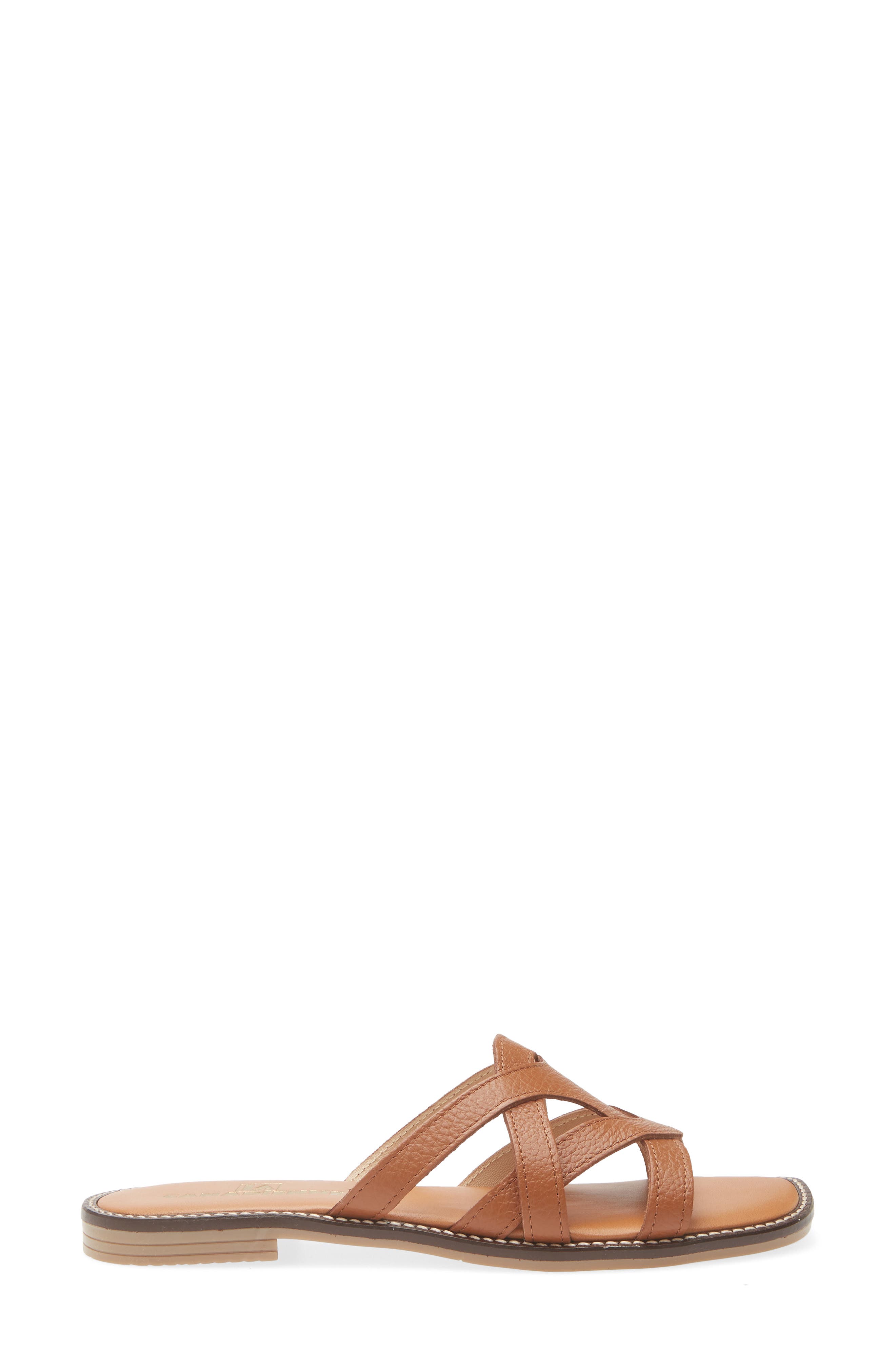Francine Leather Slide Sandal, Alternate, color, COGNAC
