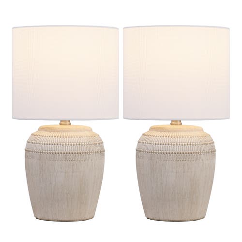 Jonathan Y Hugo 16.75" Traditional Rustic Reeded Ceramic Vase Led Table Lamp In Gray
