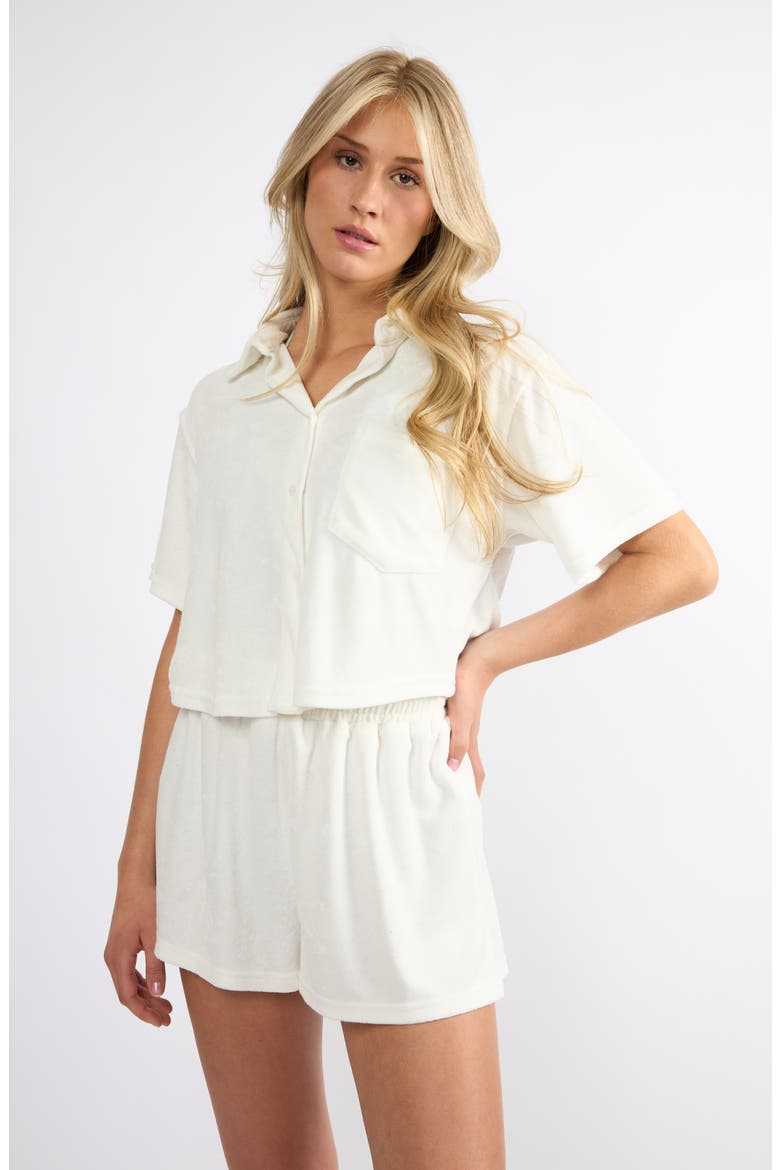 The Terry Button-Up Shirt, Alternate, color, WHITE